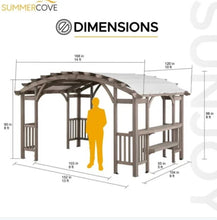 Load image into Gallery viewer, Sunjoy Bellucci 10 x 14 ft. Light Grey Outdoor Cedar Wood Framed Arched Pergola