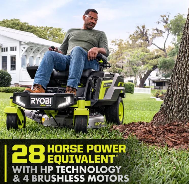 RYOBI 80V HP Brushless 30 in. Battery Electric Cordless Zero Turn Mower with 80V 10 Ah Batteries