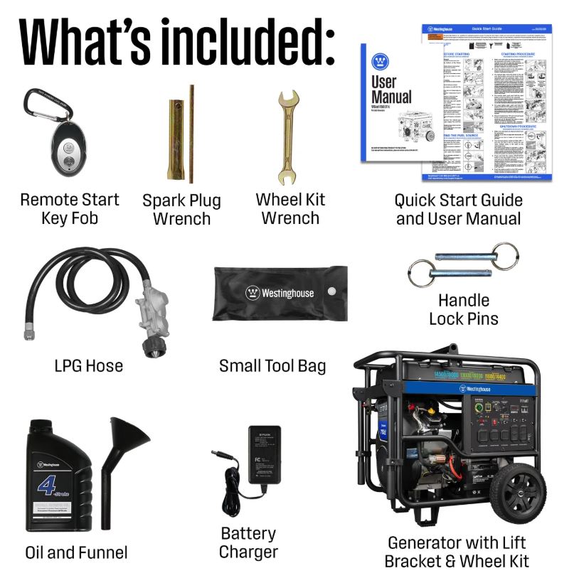 Westinghouse 14,500W Push Button Start Power Generator, CO Sensor