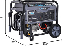 Load image into Gallery viewer, Pulsar G12KBN Heavy Duty Portable Dual Fuel Generator - 9500 Rated Watts &amp; 12000 Peak Watts - Gas &amp; LPG - Electric Start - Transfer Switch &amp; RV Ready - CARB Compliant