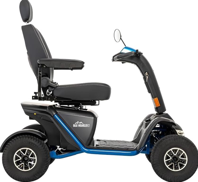 Pride Baja Wrangler 2 Outdoor All-Terrain Personal Electric Scooter - 450 Lbs Capacity, 75 Ah Battery, True Blue (BA400)