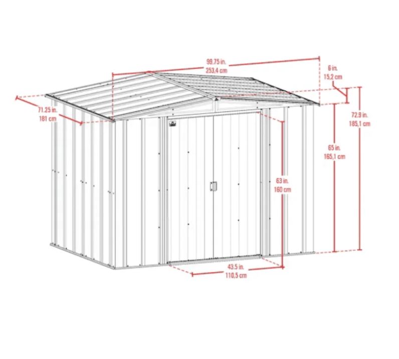 Newport 8 ft. W x 6 ft. D 2-Tone Eggshell and Coffee Galvanized Metal Shed with Sliding Lockable Doors (43 sq. ft.)