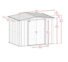 Load image into Gallery viewer, Newport 8 ft. W x 6 ft. D 2-Tone Eggshell and Coffee Galvanized Metal Shed with Sliding Lockable Doors (43 sq. ft.)