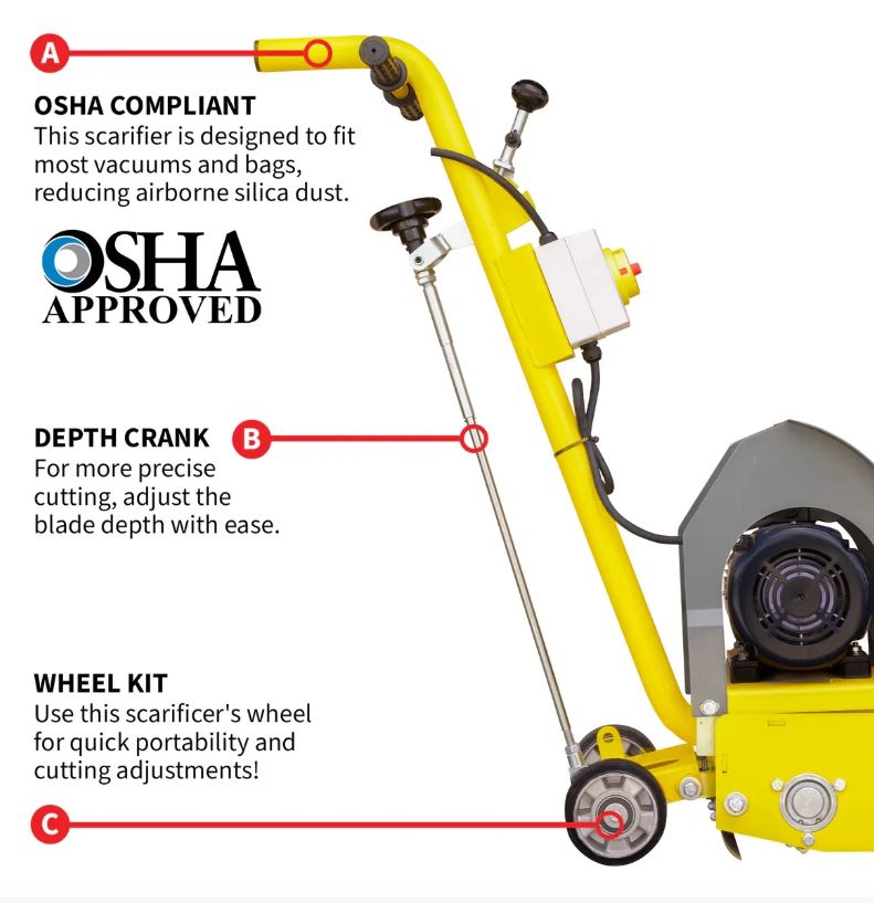 Tomahawk power Tomahawk Electric 8 Concrete Scarifier Planer Grinder for Sidewalk Trip Hazard Repair etscar8 + etscar6tcc