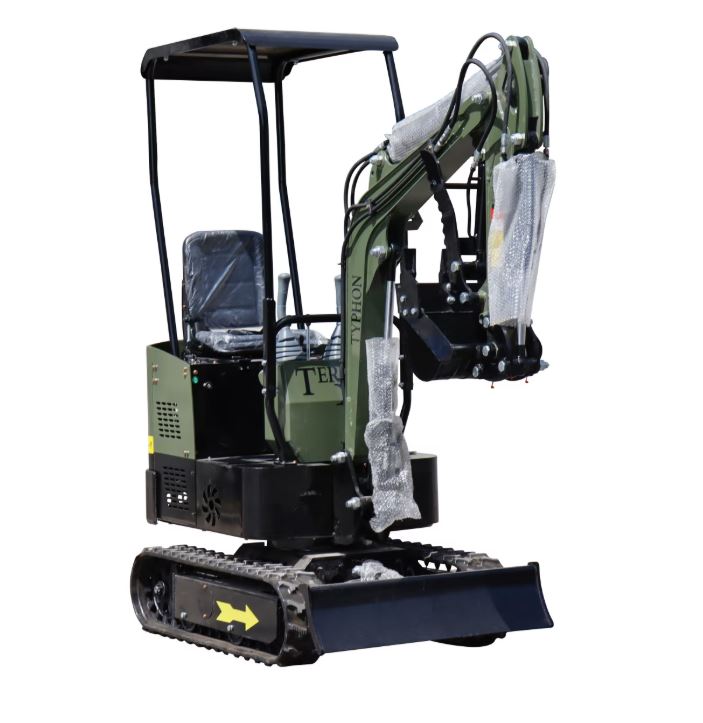 TYPHON TERROR X STORM Mini Excavator Machine – 1 Ton Trench Digger with Canopy, Hydraulic Thumb Clip, Bucket USA