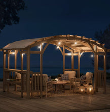 Load image into Gallery viewer, Sunjoy Bellucci 10 x 14 ft. Light Grey Outdoor Cedar Wood Framed Arched Pergola