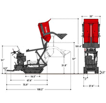 Load image into Gallery viewer, 1100lbs Capacity E-Start 10HP 302cc Gas Engine Tracked Dumper Hydraulic Tipping and Lifting with Front Shovel
