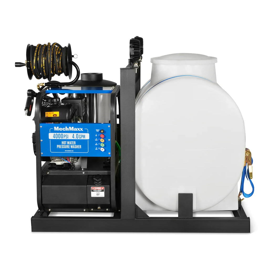 MechMaxx 4000 PSI 4 GPM KOHLER E-Start Engine Hot Water Pressure Washer Skid Mounted with 175 Gal Tank,  HPW40KT