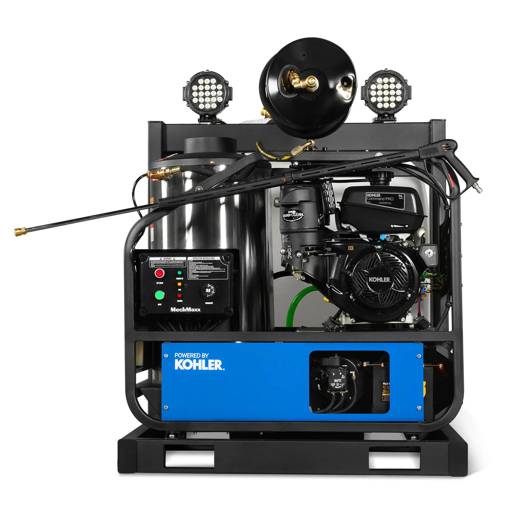 MechMaxx 4000 PSI 4 GPM KOHLER E-Start Engine Hot Water Pressure Washer Skid Mounted with 175 Gal Tank,  HPW40KT