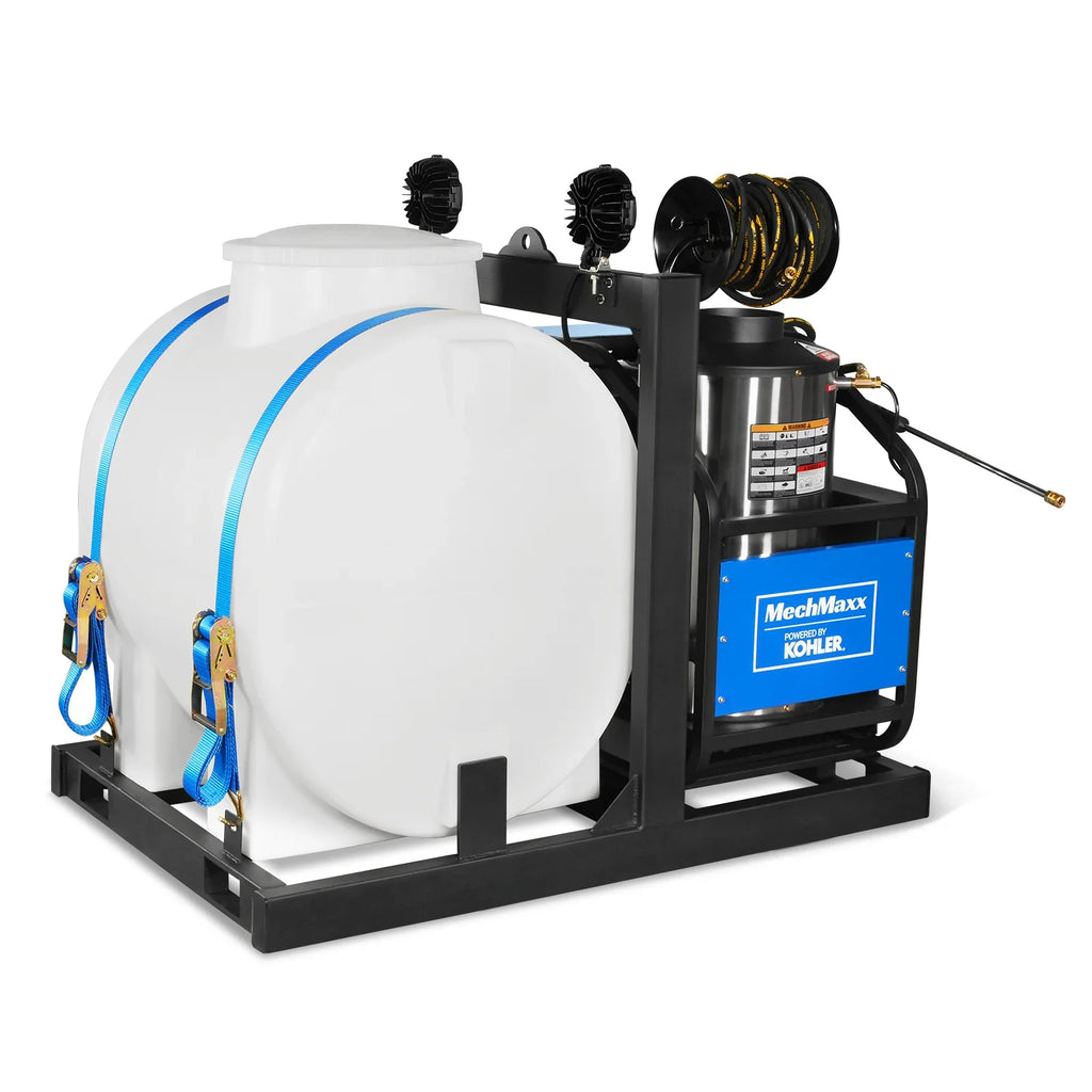 MechMaxx 4000 PSI 4 GPM KOHLER E-Start Engine Hot Water Pressure Washer Skid Mounted with 175 Gal Tank,  HPW40KT