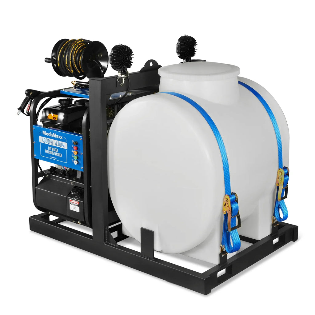 MechMaxx 4000 PSI 4 GPM KOHLER E-Start Engine Hot Water Pressure Washer Skid Mounted with 175 Gal Tank,  HPW40KT