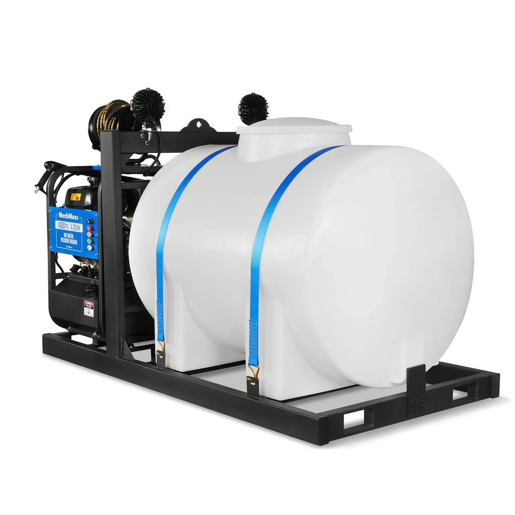 MechMaxx 4000 PSI 4 GPM KOHLER E-Start Engine Hot Water Pressure Washer Skid Mounted with 245 Gal Tank,  HPW40KBT