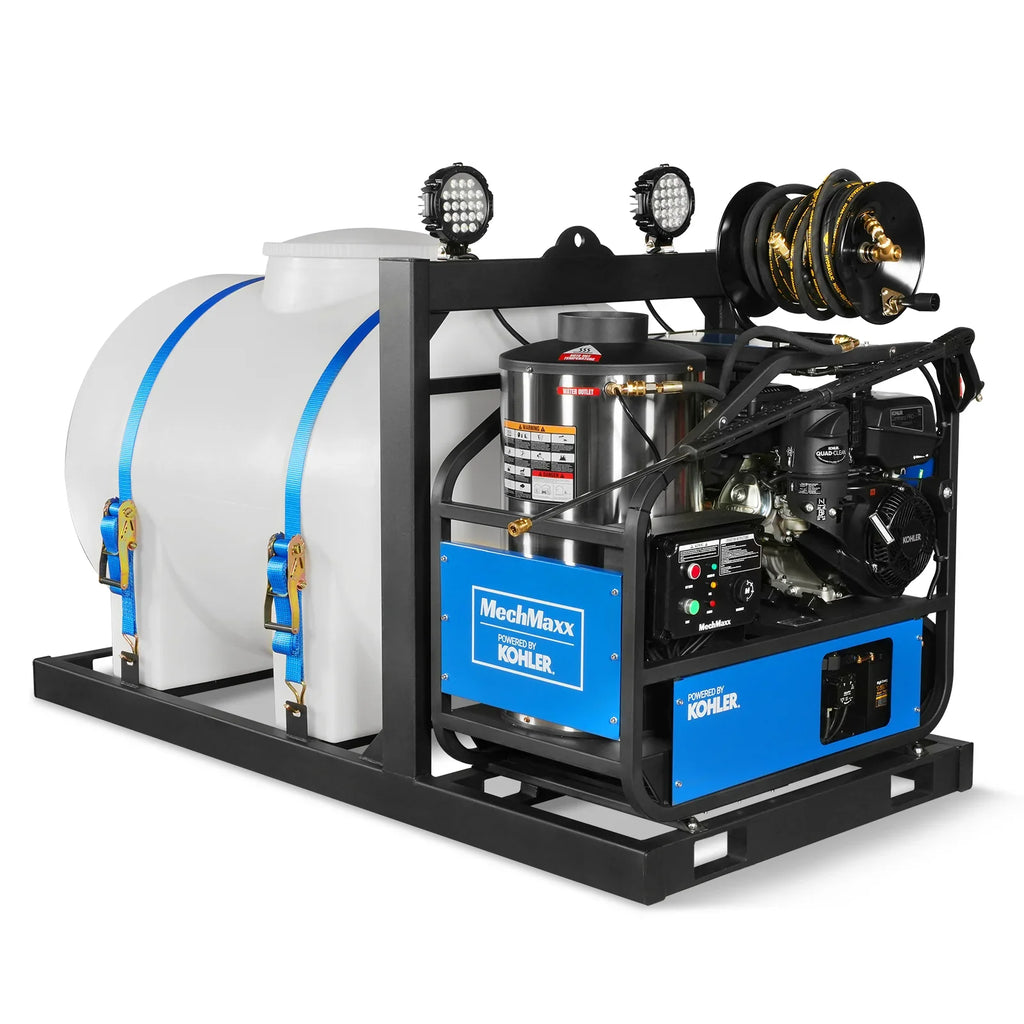 MechMaxx 4000 PSI 4 GPM KOHLER E-Start Engine Hot Water Pressure Washer Skid Mounted with 245 Gal Tank,  HPW40KBT
