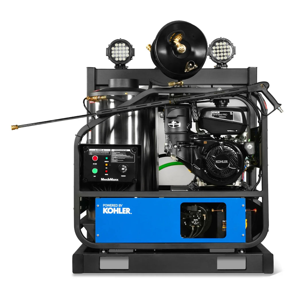 MechMaxx 4000 PSI 4 GPM KOHLER E-Start Engine Hot Water Pressure Washer Skid Mounted with 245 Gal Tank,  HPW40KBT