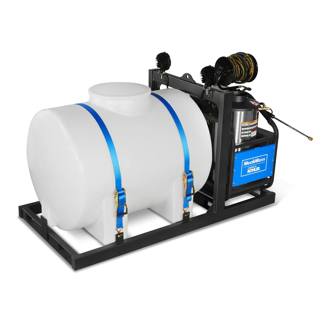 MechMaxx 4000 PSI 4 GPM KOHLER E-Start Engine Hot Water Pressure Washer Skid Mounted with 245 Gal Tank,  HPW40KBT