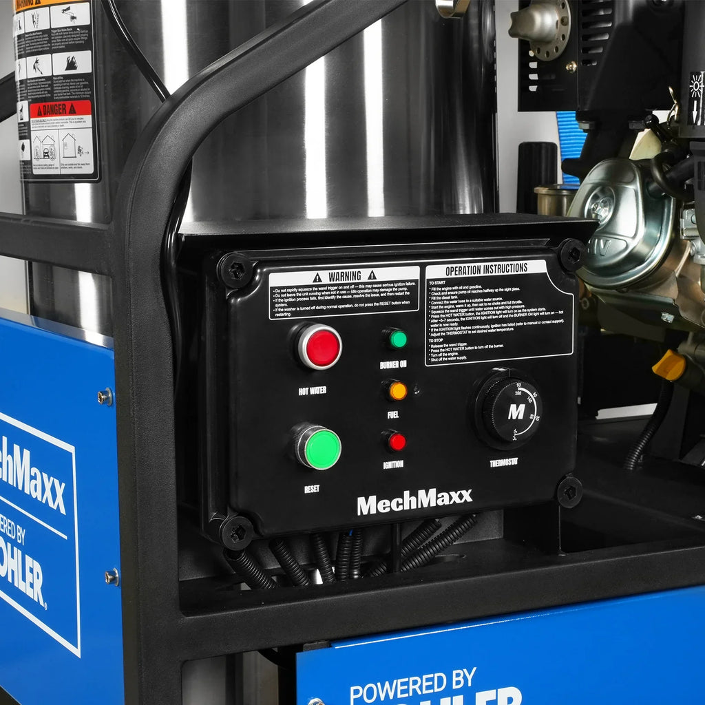 MechMaxx 4000 PSI 4 GPM KOHLER E-Start Engine Hot Water Pressure Washer Skid Mounted with 175 Gal Tank,  HPW40KT