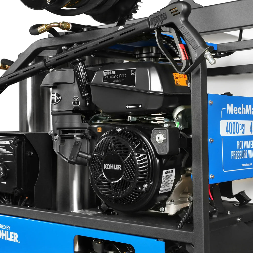 MechMaxx 4000 PSI 4 GPM KOHLER E-Start Engine Hot Water Pressure Washer Skid Mounted with 245 Gal Tank,  HPW40KBT