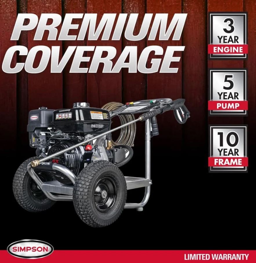 SIMPSON 4400 PSI 4.0 GPM Gas Pressure Washer with Honda GX390 Engine, Heavy-Duty Industrial Cold Water Power Washer IS61028