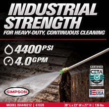 Load image into Gallery viewer, SIMPSON 4400 PSI 4.0 GPM Gas Pressure Washer with Honda GX390 Engine, Heavy-Duty Industrial Cold Water Power Washer IS61028