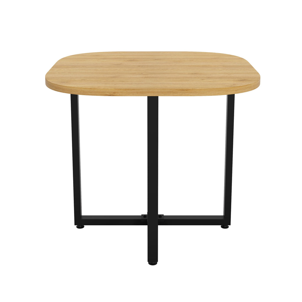 Dining Table Set 4 Chairs Square 85x85 Oak Table Beige Chairs