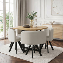 Load image into Gallery viewer, Dining Table Set 4 Chairs Square 85x85 Oak Table Beige Chairs