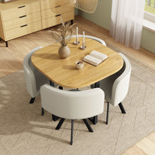 Load image into Gallery viewer, Dining Table Set 4 Chairs Square 85x85 Oak Table Beige Chairs