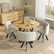 Load image into Gallery viewer, Dining Table Set 4 Chairs Square 85x85 Oak Table Beige Chairs