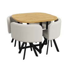 Load image into Gallery viewer, Dining Table Set 4 Chairs Square 85x85 Oak Table Beige Chairs