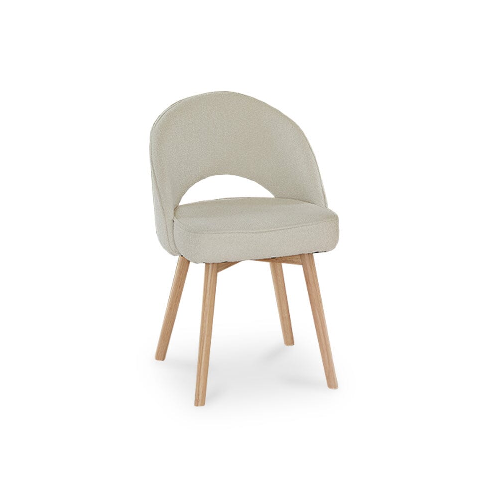 Amelia Whitewash Dining Table Set - 6 Seater - Marilyn Boucle Dining Chairs - Whitewash Legs