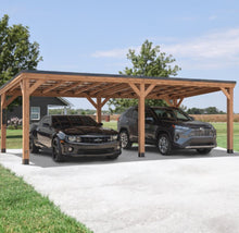 Load image into Gallery viewer, Backyard Discovery Arcadia 24 x 12 ft. Cedar Wood Hardtop Sloped Roof Gazebo with PowerPort