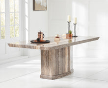 Load image into Gallery viewer, Carvelle 160cm Brown Pedestal Marble Dining Table with Francesca Chairs