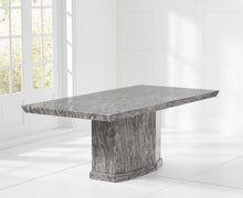 Load image into Gallery viewer, Carvelle 200cm Grey Pedestal Marble Dining Table with Francesca Chairs