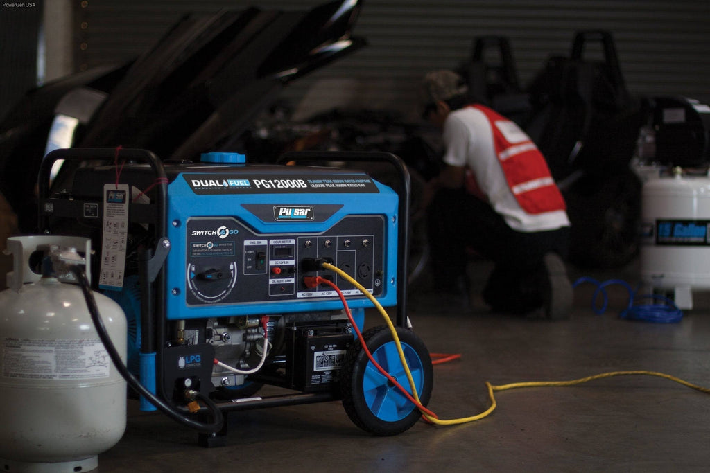 Pulsar 12000 Watt Generator - Dual Fuel Portable with Electric Start and Switch & Go Technology - PowerGen USA