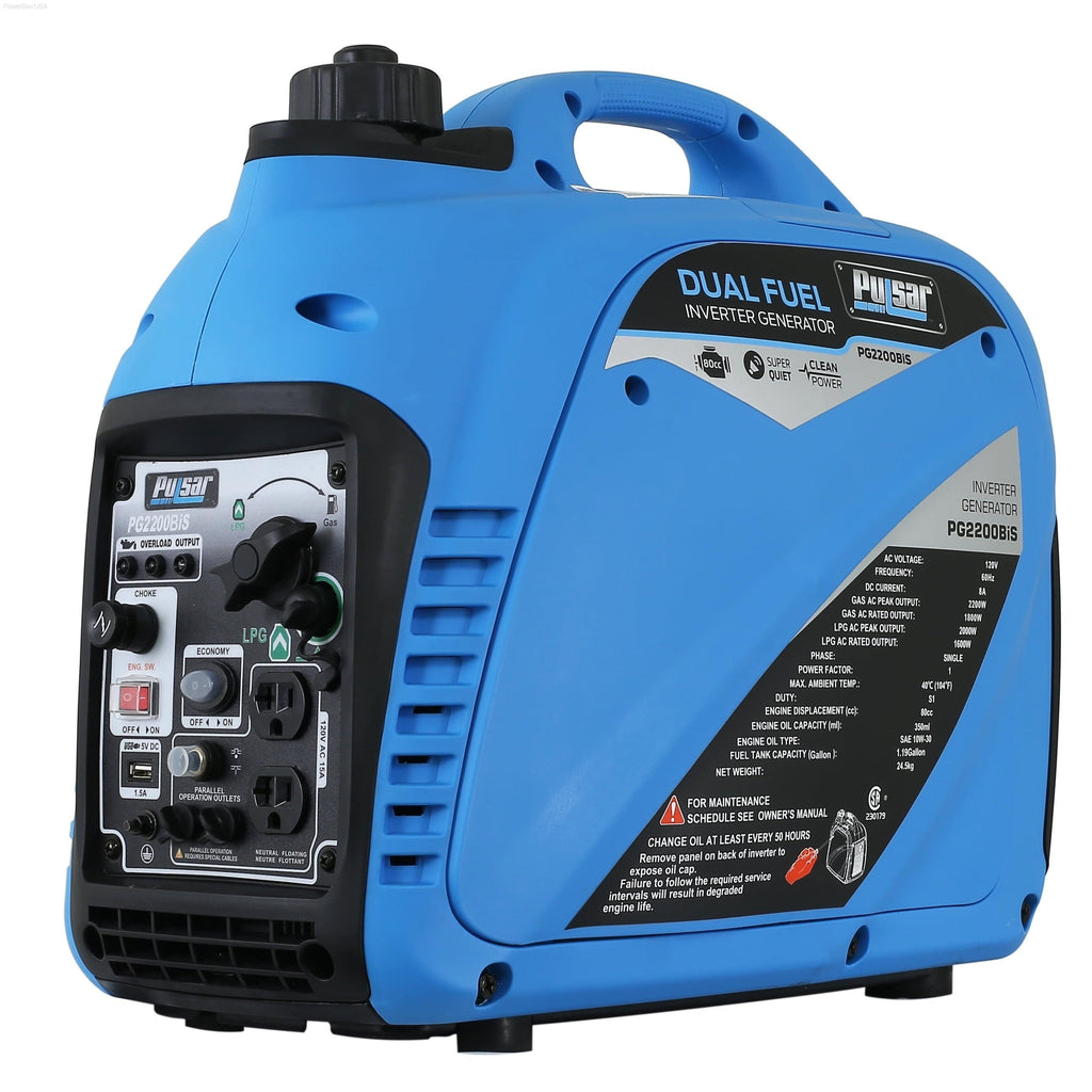 Pulsar PG2200BiS-DUAL-Fuel Inverter 2200W Generator RATED 1800W, Carb Approved