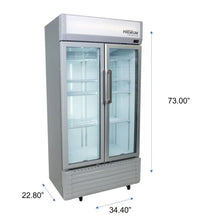 Load image into Gallery viewer, 16.0 CuFt Commercial Display Refrigerator 2-Glass Door Merchandiser in Silver with 8 Adjustable Wire Shelves