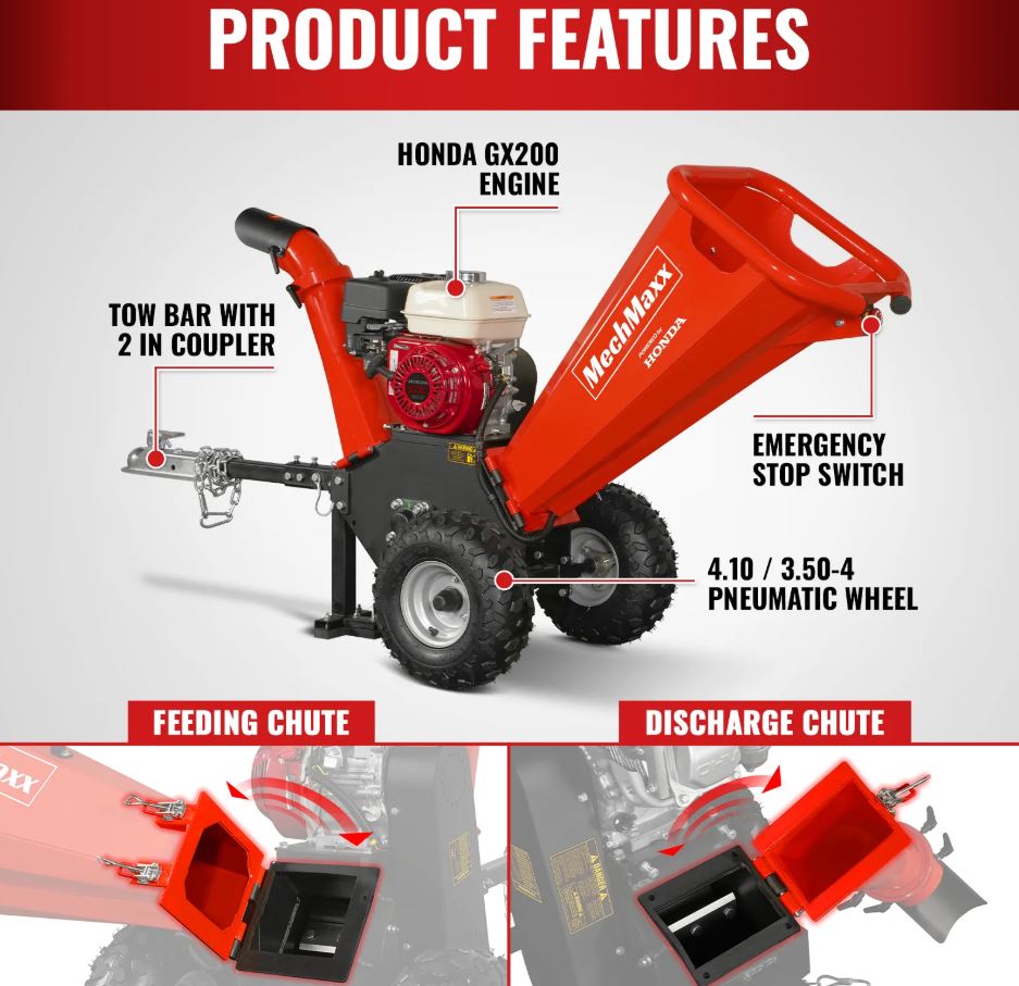 H-O-N-D-A GX200 Gasoline Engine Powered 4 inch Wood Chipper, GS650