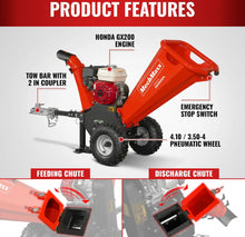 Load image into Gallery viewer, H-O-N-D-A GX200 Gasoline Engine Powered 4 inch Wood Chipper, GS650