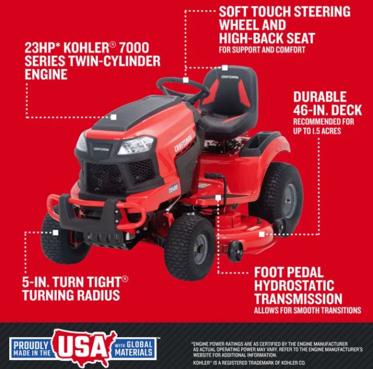 Craftsman T2400 – 46″ Hydrostatic Gas Riding Mower