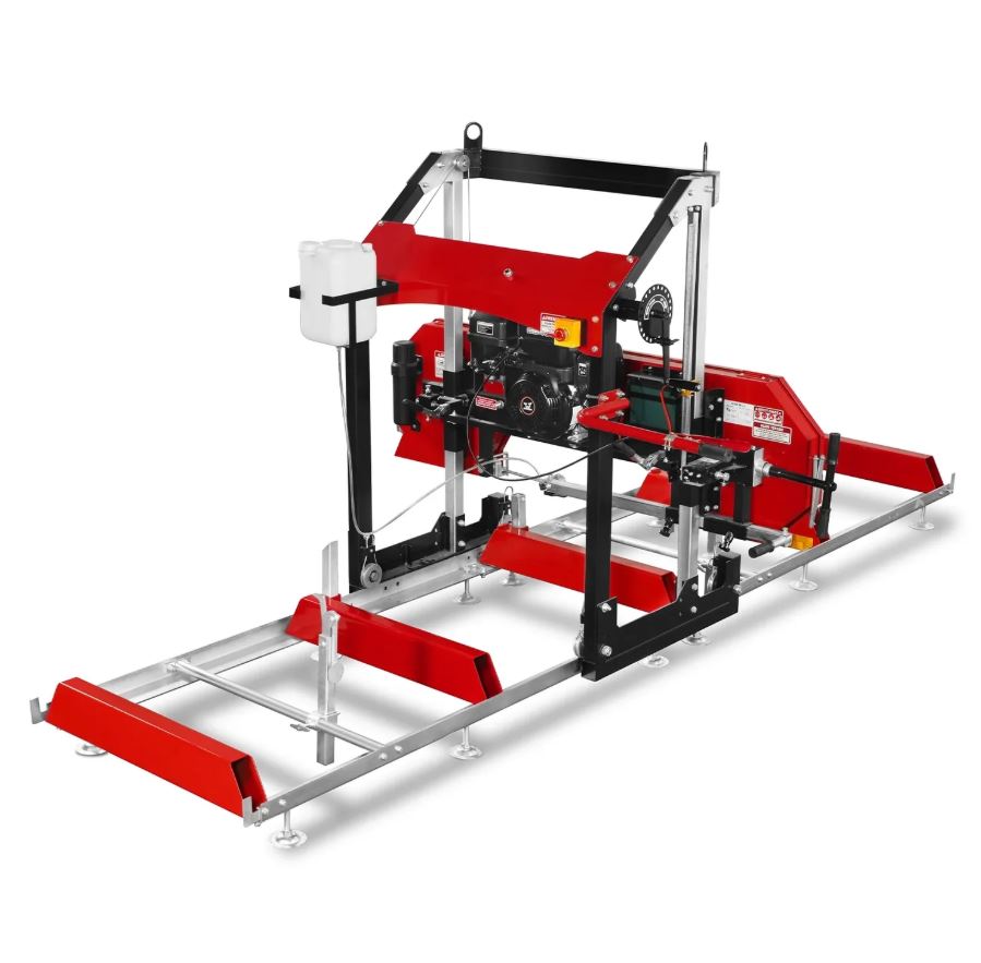 MechMaxx 32" Portable Sawmill, 459cc 15HP E-Start Gasoline Engine, 26.5" Board Width, 13' Track Length, SM-32
