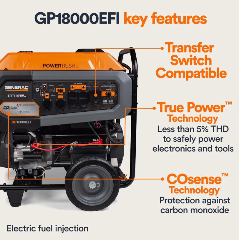Generac 7706 Gas Powered Portable Generator 49st