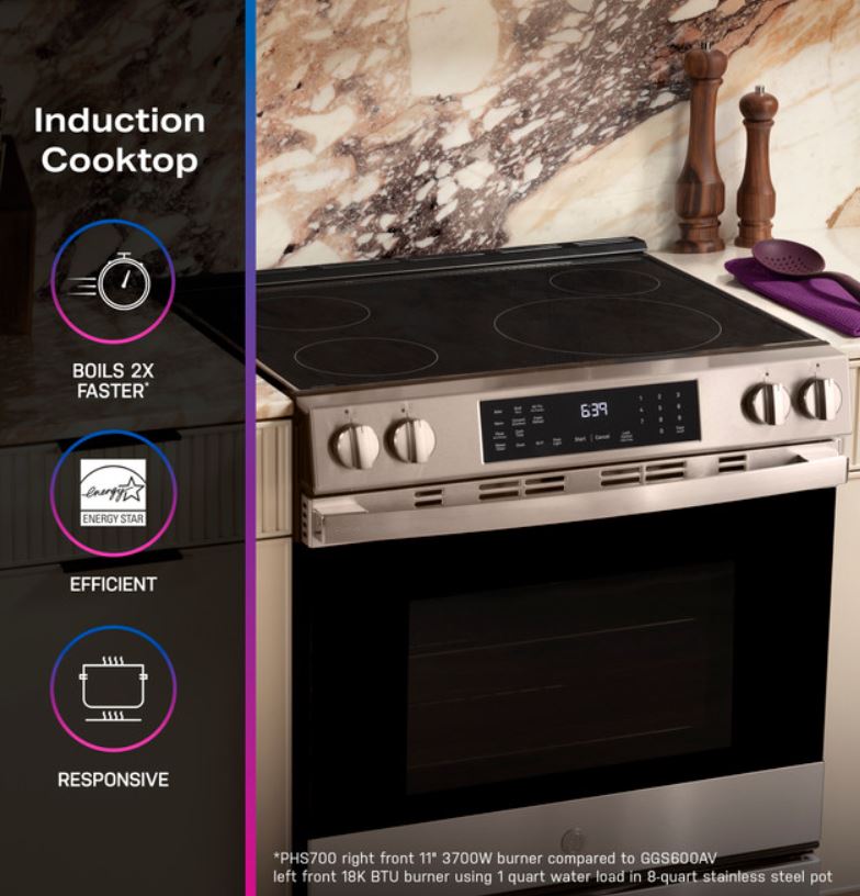 GE Profile™ ENERGY STAR® 30" Smart Slide-In Induction and Convection Range with No Preheat Air Fry and EasyWash™ Oven Tray