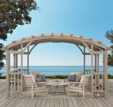 Load image into Gallery viewer, Sunjoy Bellucci 10 x 14 ft. Light Grey Outdoor Cedar Wood Framed Arched Pergola