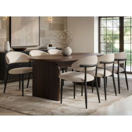 SOLACE+CO Varm & Cyra Black Dining Table Set with Beige Chenille Chairs Table + 4 Chairs