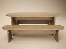 Load image into Gallery viewer, SOLACE+CO Varm Ribbed Oval Dining Table &amp; 2 Bench Set Oak