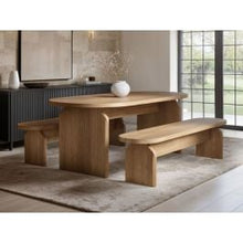 Load image into Gallery viewer, SOLACE+CO Varm Ribbed Oval Dining Table &amp; 2 Bench Set Oak