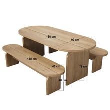 Load image into Gallery viewer, SOLACE+CO Varm Ribbed Oval Dining Table &amp; 2 Bench Set Oak