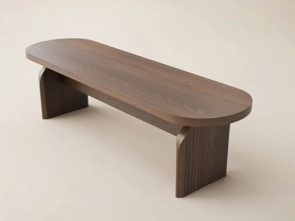 SOLACE+CO Varm Ribbed Oval Dining Table & 2 Bench Set Oak