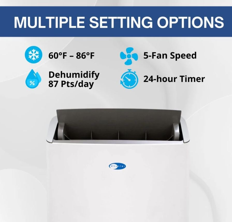 Whynter NEX Inverter 14,000 BTU Dual Hose Smart Portable Air Conditioner, Heater, Dehumidifier & Fan | ARC-1230WNH