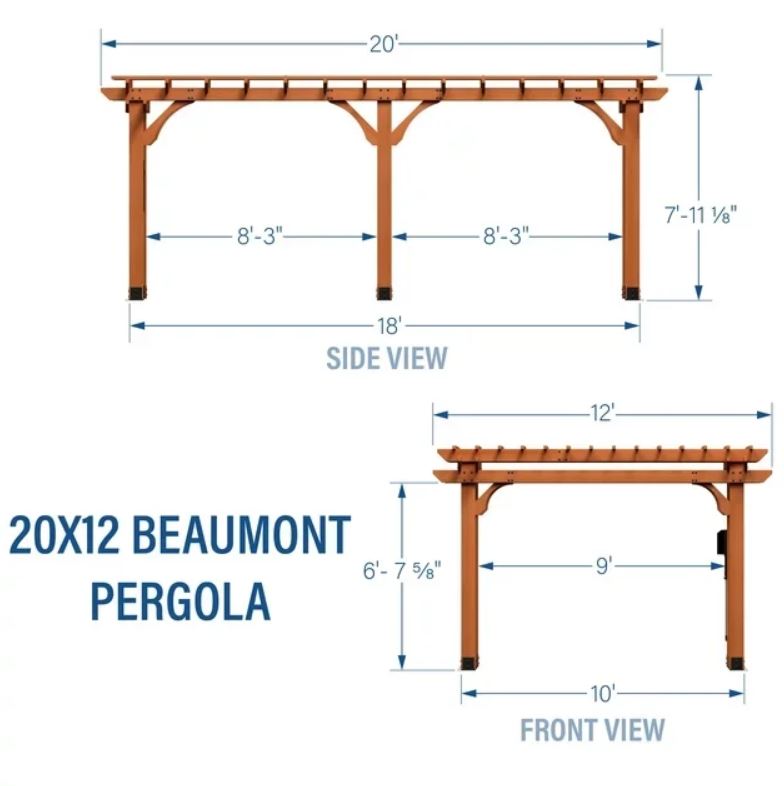 Backyard Discovery 20′ x 12′ Beaumont Pergola – Premium Cedar Wood Sturdy & Elegant Design