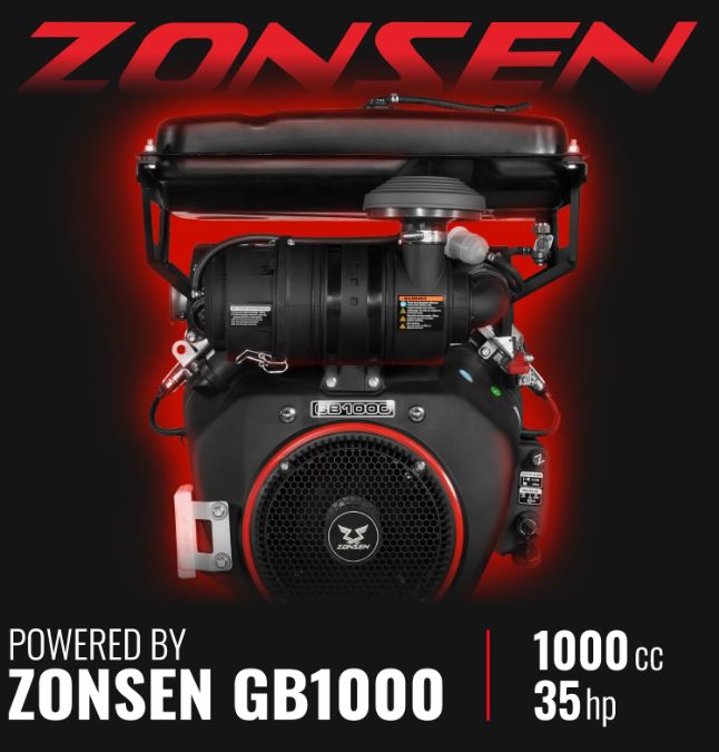 8 inch ZONSEN E-Start 1000cc 35hp Gas Powered 4 - Wheel Drum Wood Chipper with Taillight , B200